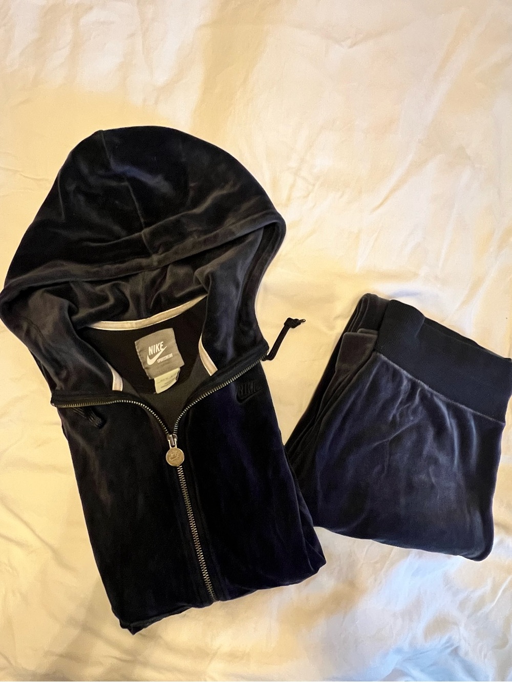 Nike Women's Black Velour Zip Hoodie & Joggers Set